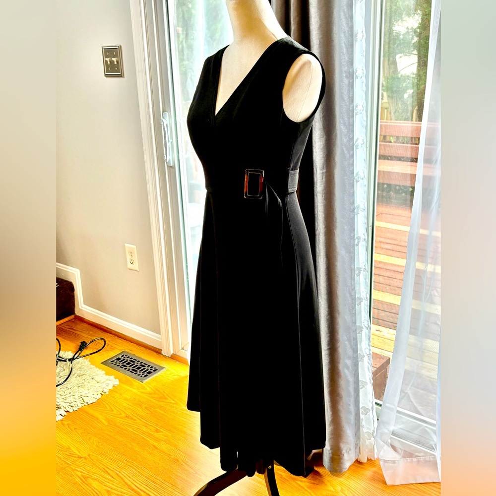 Calvin Klein Black Midi Dress with Side Buckle